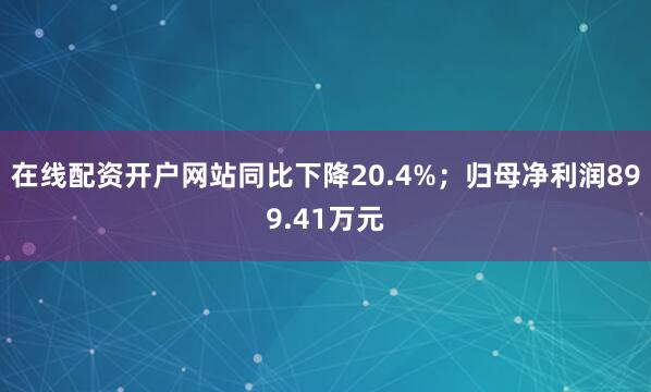 在线配资开户网站同比下降20.4%；归母净利润899.41万元