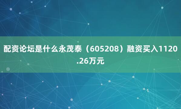 配资论坛是什么永茂泰（605208）融资买入1120.26万元